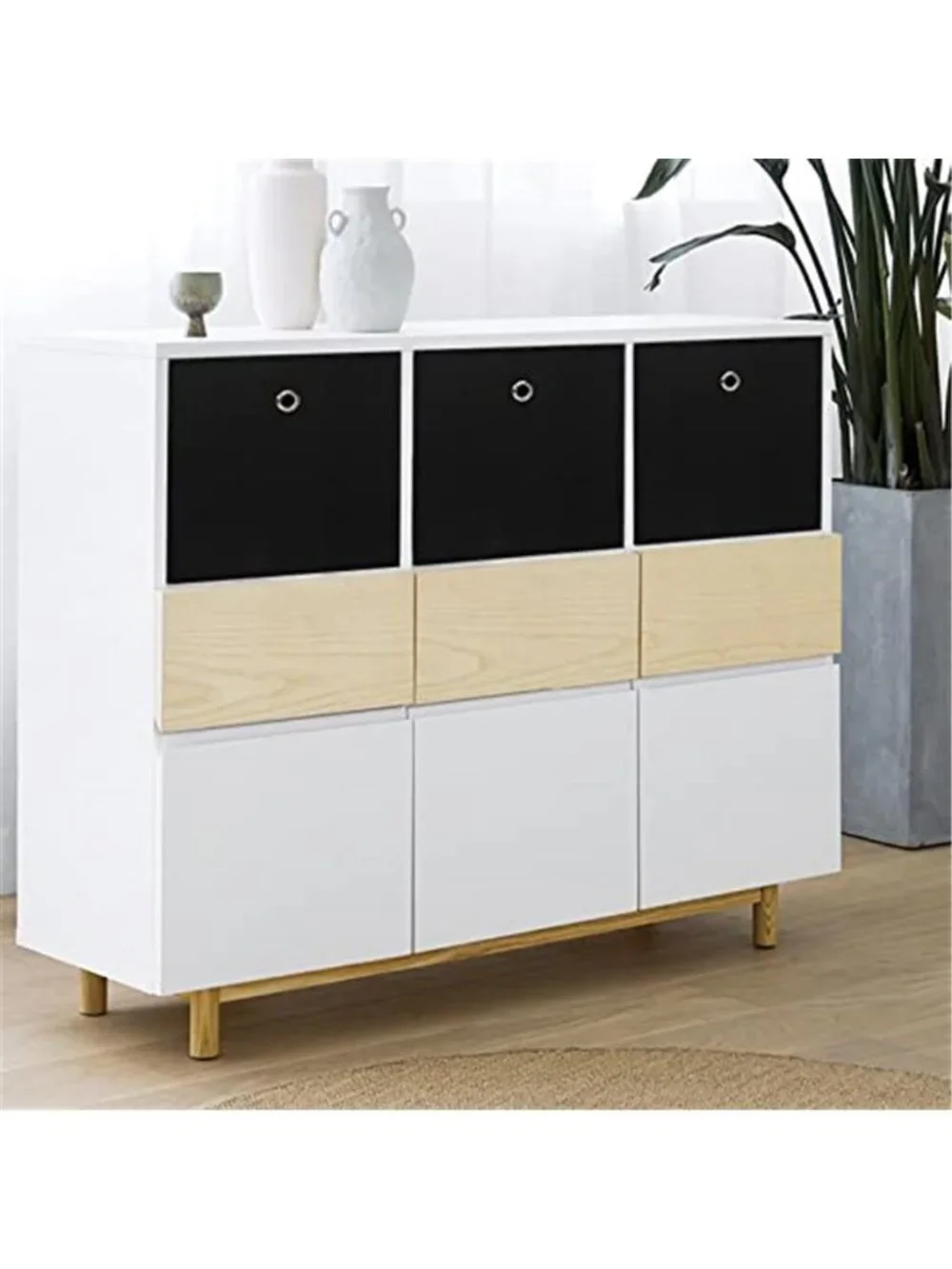 Black Foldable Storage Cubes Bins 11 Inch Cloth Storage Cube Fabric Storage